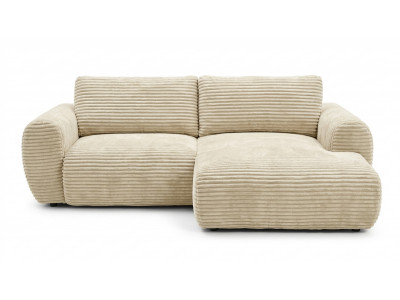 Canapé d'angle compact convertible coffre LUCIEN gros côtelé doux