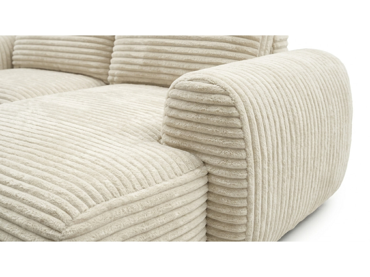 Canapé d'angle compact convertible coffre LUCIEN gros côtelé doux