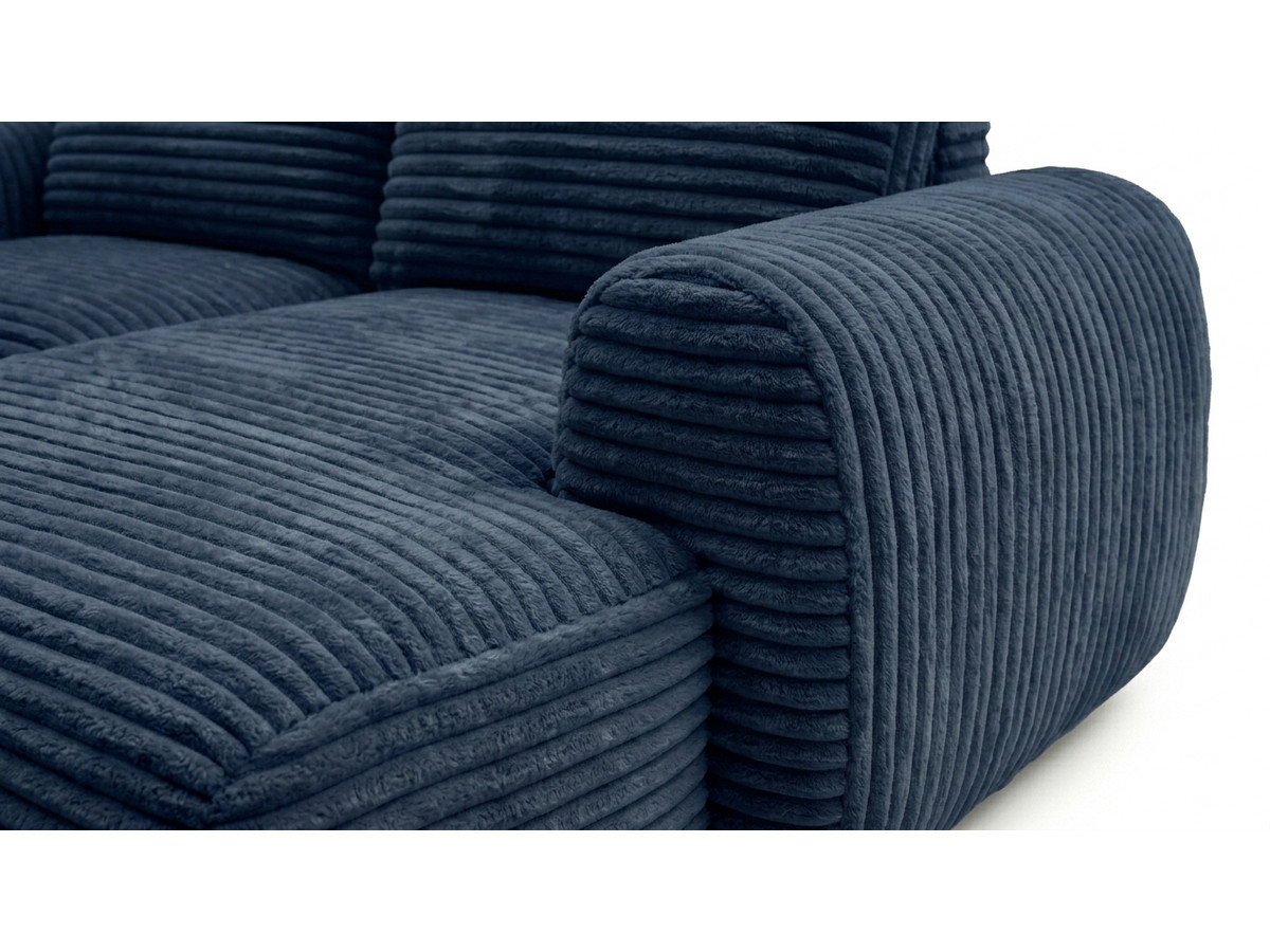 Canapé d'angle compact convertible coffre LUCIEN gros côtelé doux