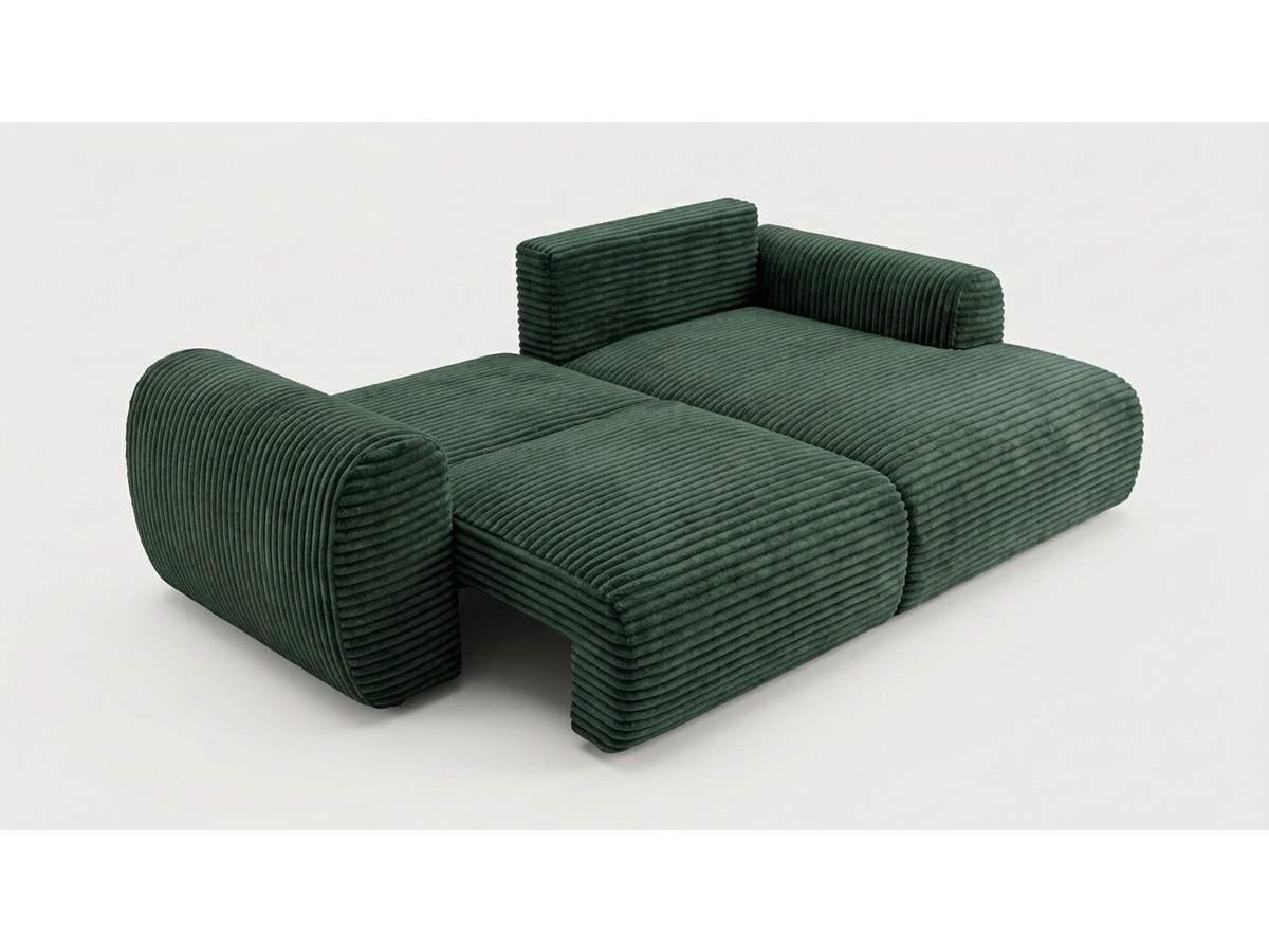 Canapé d'angle compact convertible coffre LUCIEN gros côtelé doux