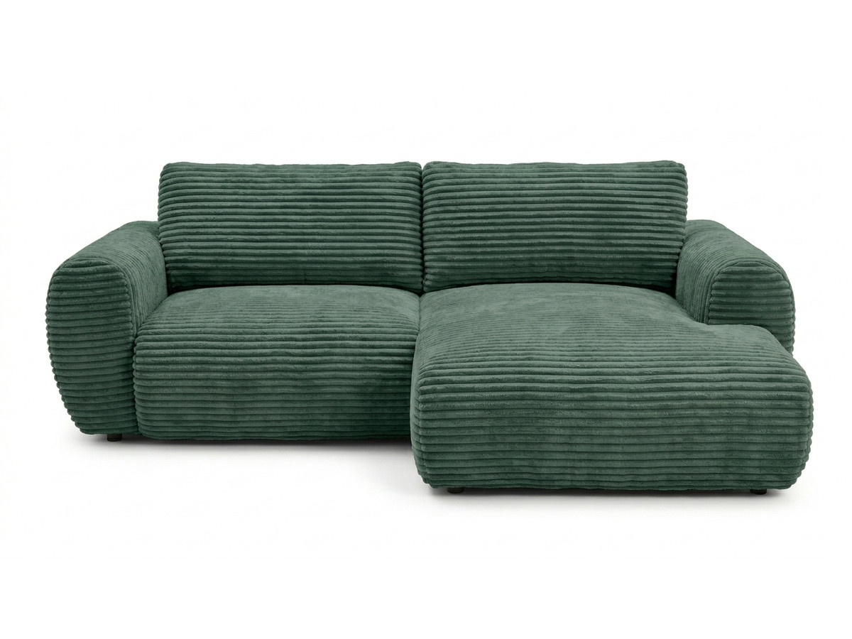 canapé d'angle compact convertible coffre lucien gros côtelé doux de couleur vert