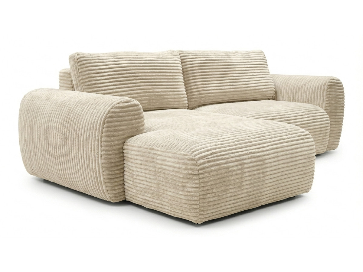 Canapé d'angle compact convertible coffre LUCIEN gros côtelé doux