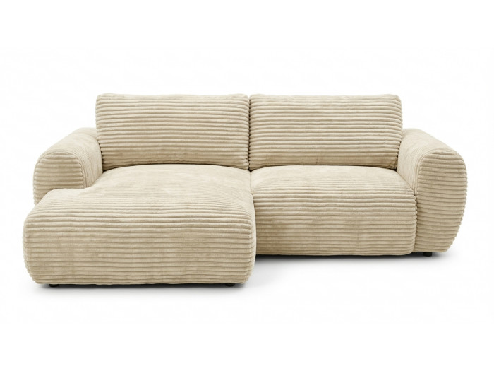 Canapé d'angle convertible coffre compact LUCIEN gros côtelé doux