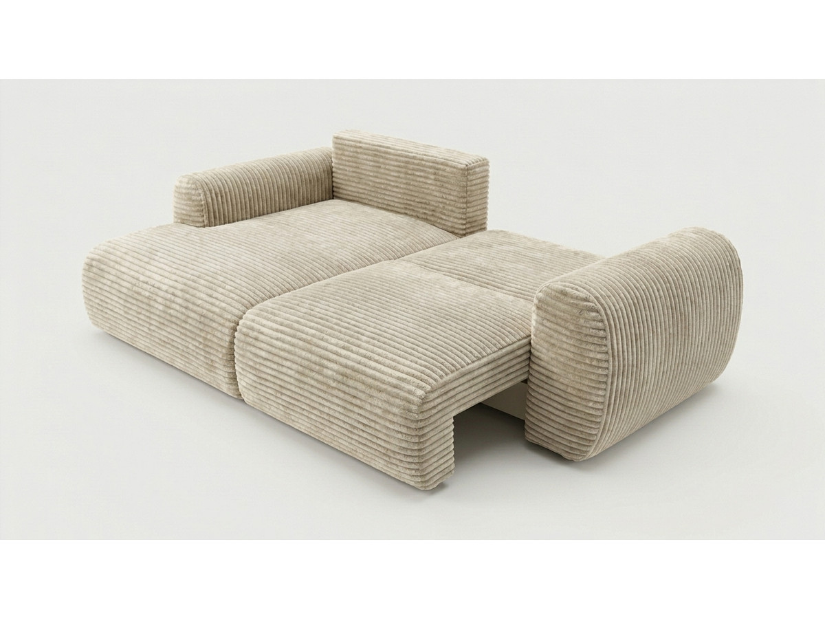 Canapé d'angle compact convertible coffre LUCIEN gros côtelé doux