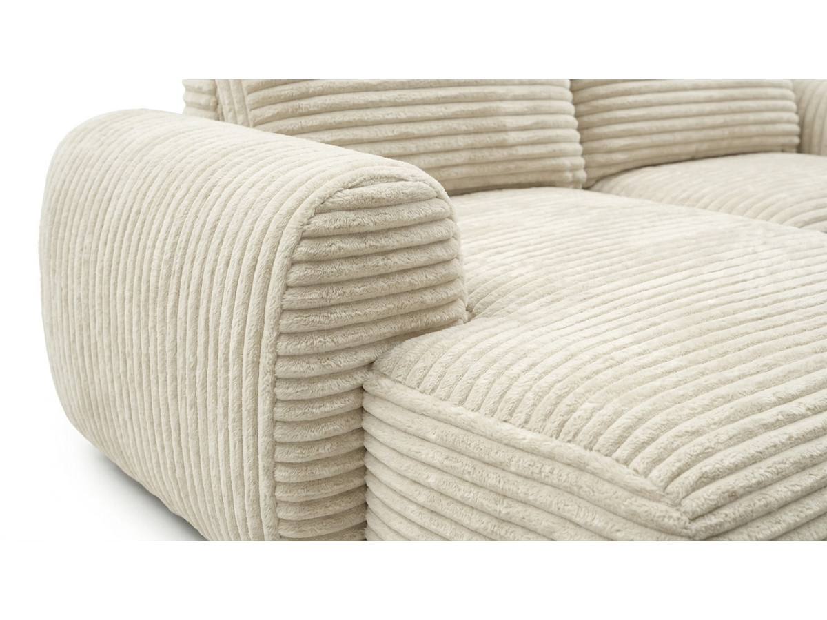 Canapé d'angle compact convertible coffre LUCIEN gros côtelé doux