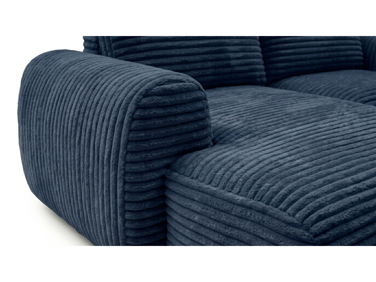 Canapé d'angle compact convertible coffre LUCIEN gros côtelé doux