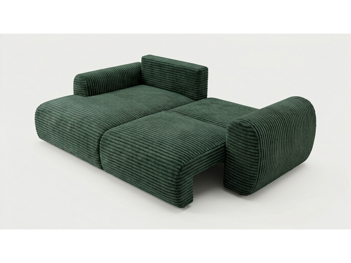 Canapé d'angle compact convertible coffre LUCIEN gros côtelé doux