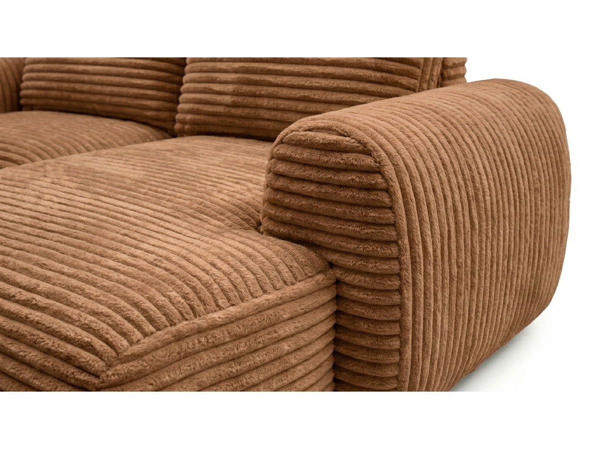 Canapé d'angle compact convertible coffre LUCIEN gros côtelé doux