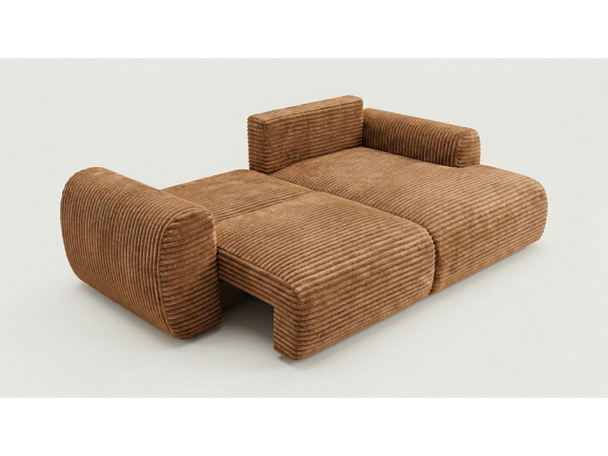 Canapé d'angle compact convertible coffre LUCIEN gros côtelé doux