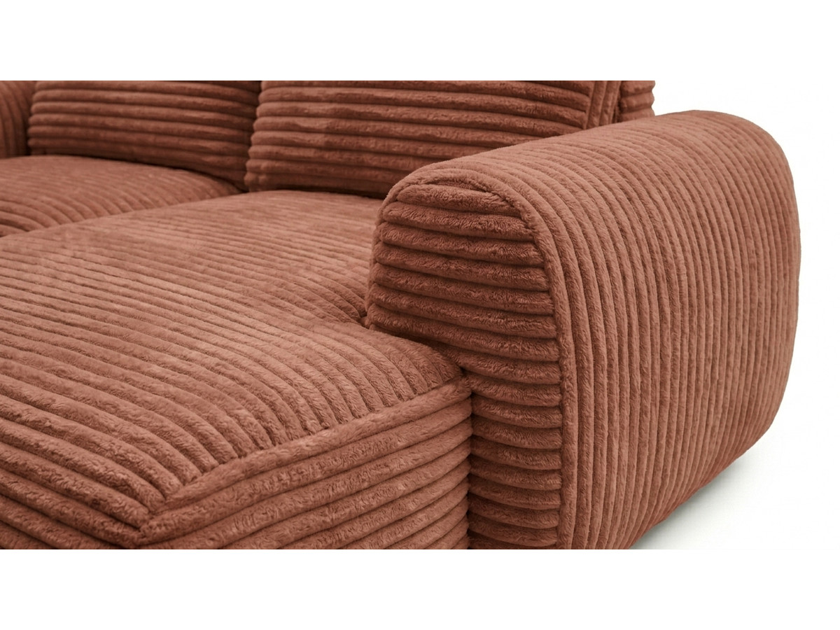 Canapé d'angle compact convertible coffre LUCIEN gros côtelé doux