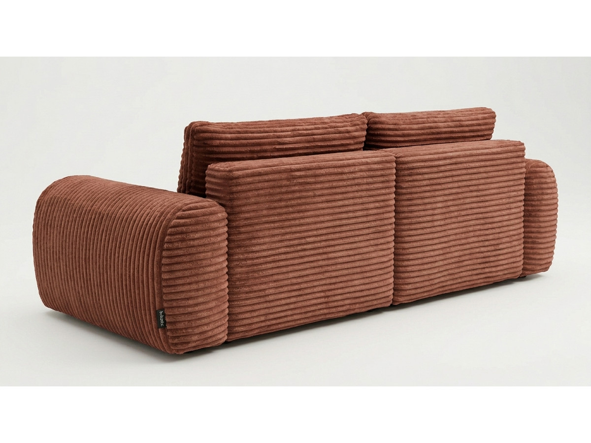 Canapé d'angle compact convertible coffre LUCIEN gros côtelé doux