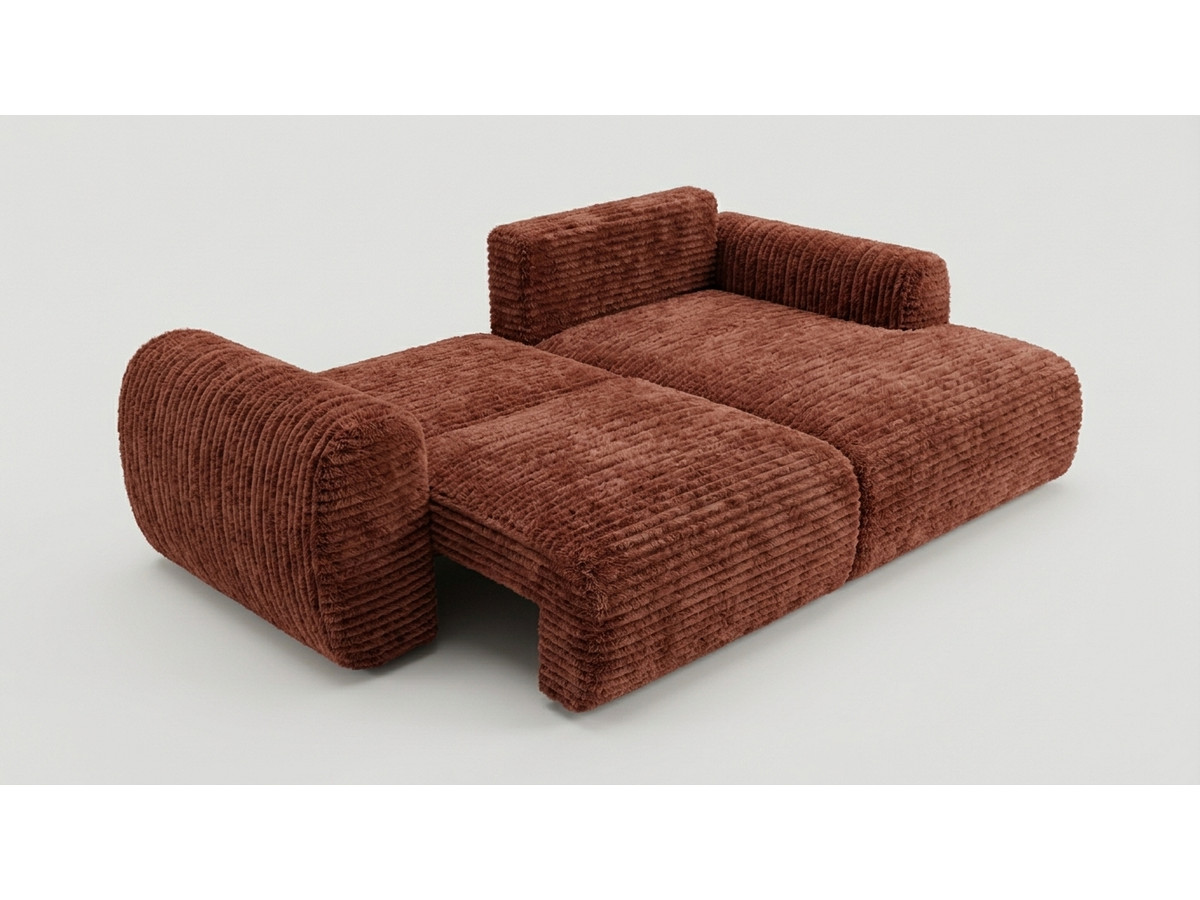Canapé d'angle compact convertible coffre LUCIEN gros côtelé doux