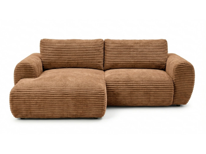 Canapé d'angle convertible coffre compact LUCIEN gros côtelé doux