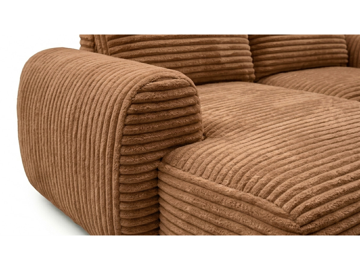Canapé d'angle compact convertible coffre LUCIEN gros côtelé doux