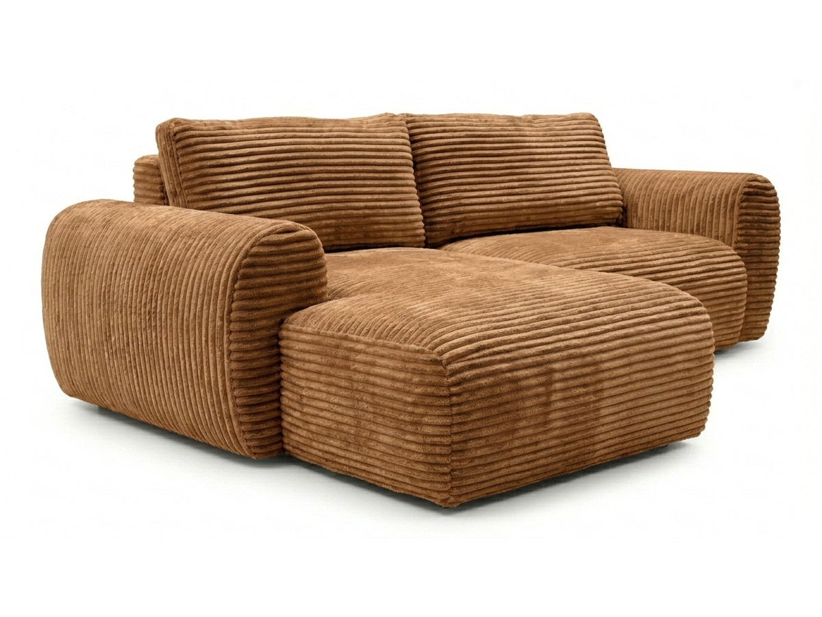 Canapé d'angle compact convertible coffre LUCIEN gros côtelé doux