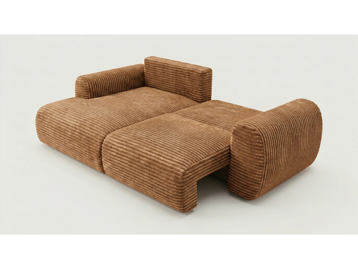 Canapé d'angle compact convertible coffre LUCIEN gros côtelé doux