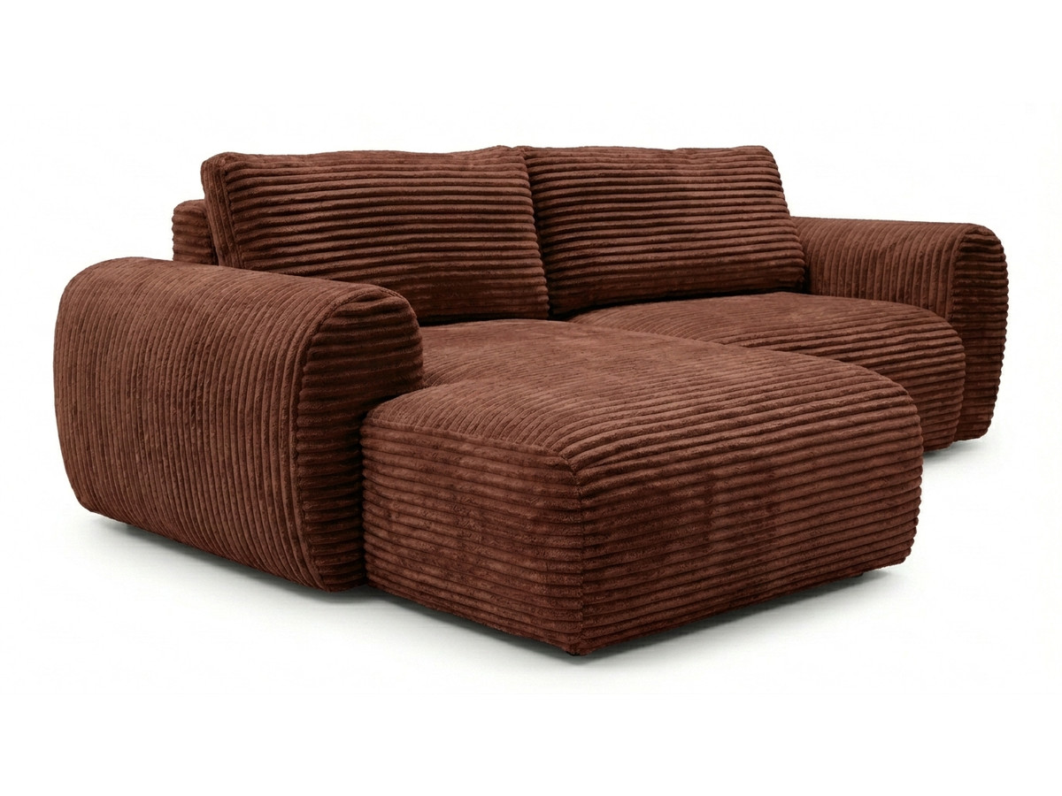 Canapé d'angle compact convertible coffre LUCIEN gros côtelé doux