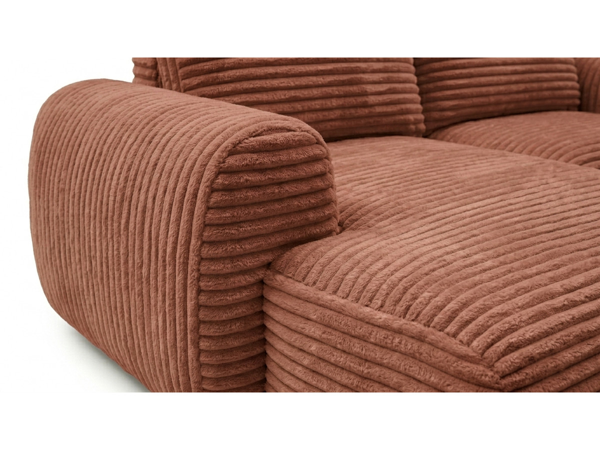 Canapé d'angle compact convertible coffre LUCIEN gros côtelé doux
