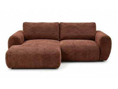 Canapé d'angle compact convertible coffre LUCIEN gros côtelé doux
