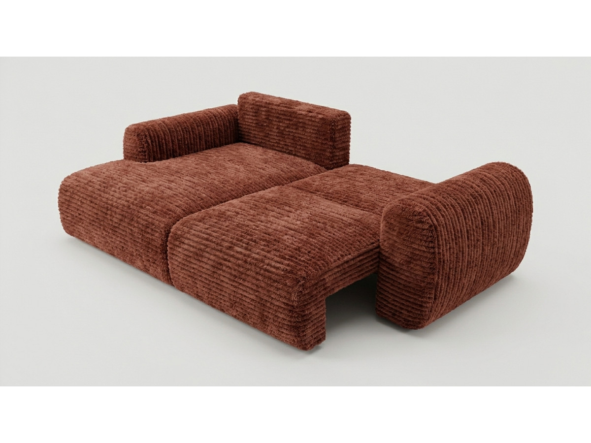 Canapé d'angle compact convertible coffre LUCIEN gros côtelé doux
