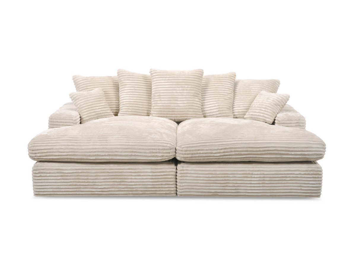 Canapé 3 places causeuse avec assise profonde NEVADA gros côtelé doux beige — vue 3