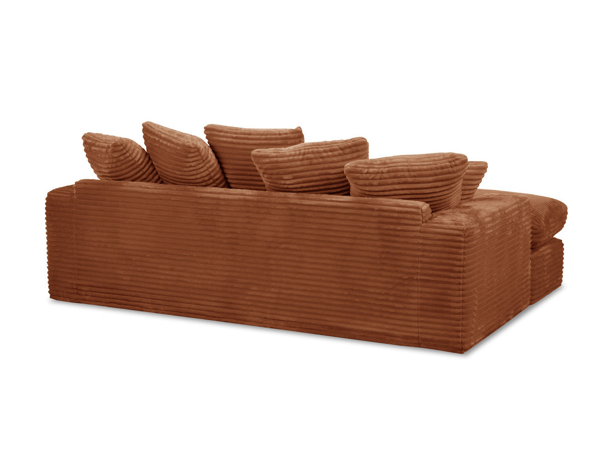 Canapé 3 places causeuse avec assise profonde NEVADA gros côtelé doux orange — vue 5