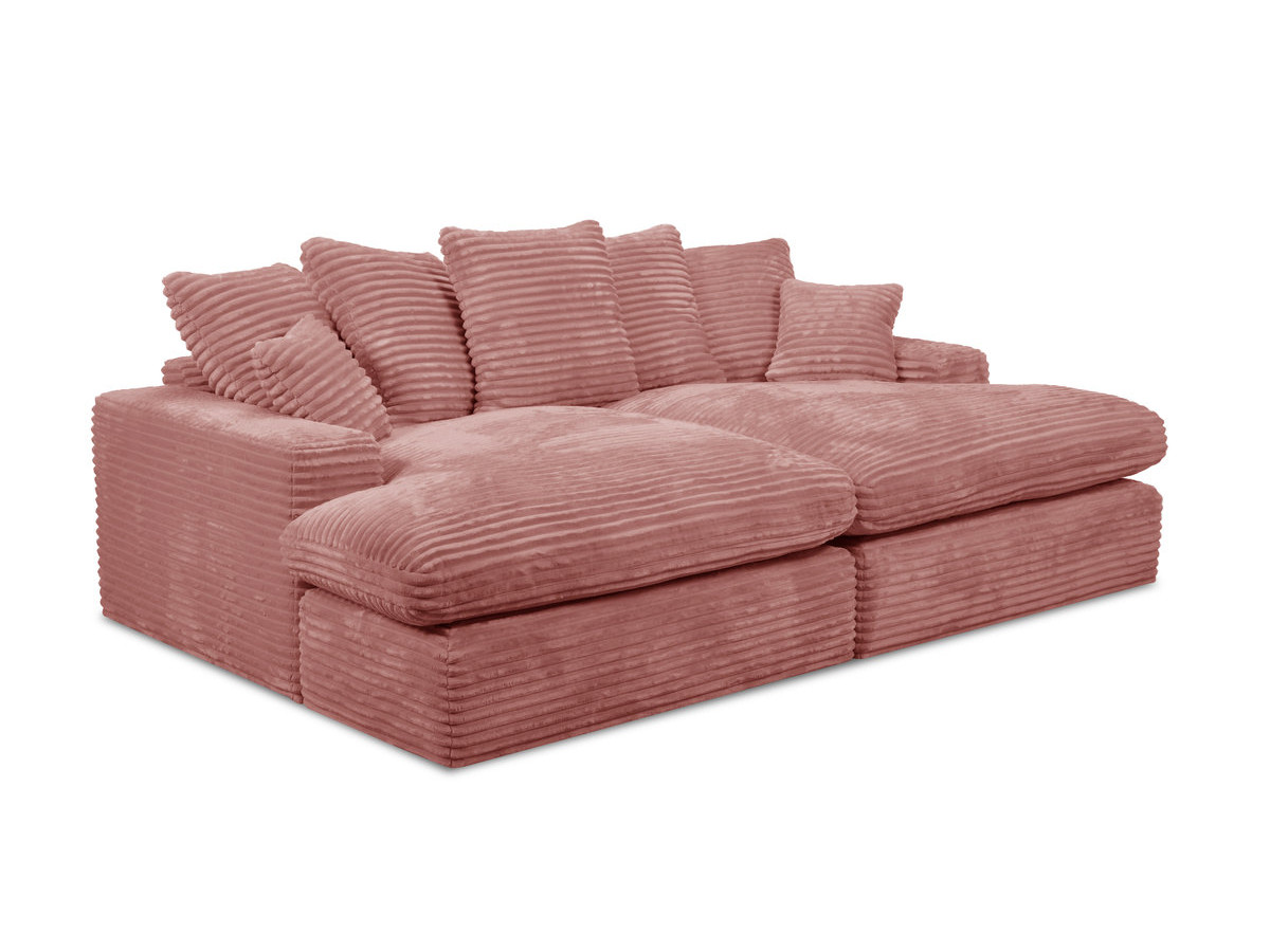 Canapé 3 places causeuse avec assise profonde NEVADA gros côtelé doux rose