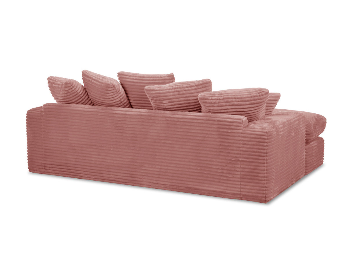 Canapé 3 places causeuse avec assise profonde NEVADA gros côtelé doux rose — vue 5