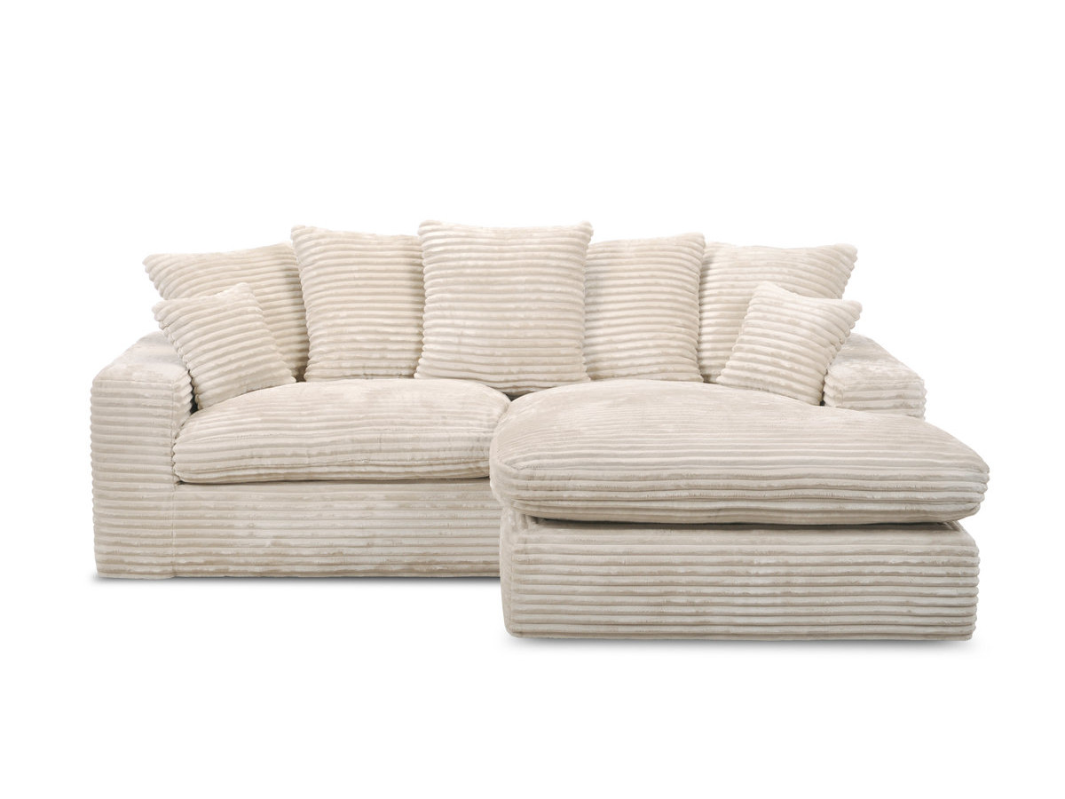 Canapé d'angle réversible compact NEVADA gros côtelé doux beige — vue 3