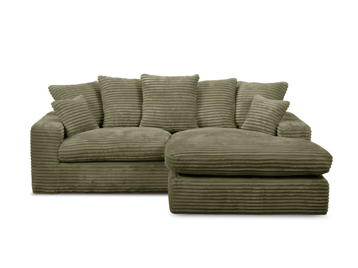 Canapé d'angle réversible compact NEVADA gros côtelé doux vert — vue 3