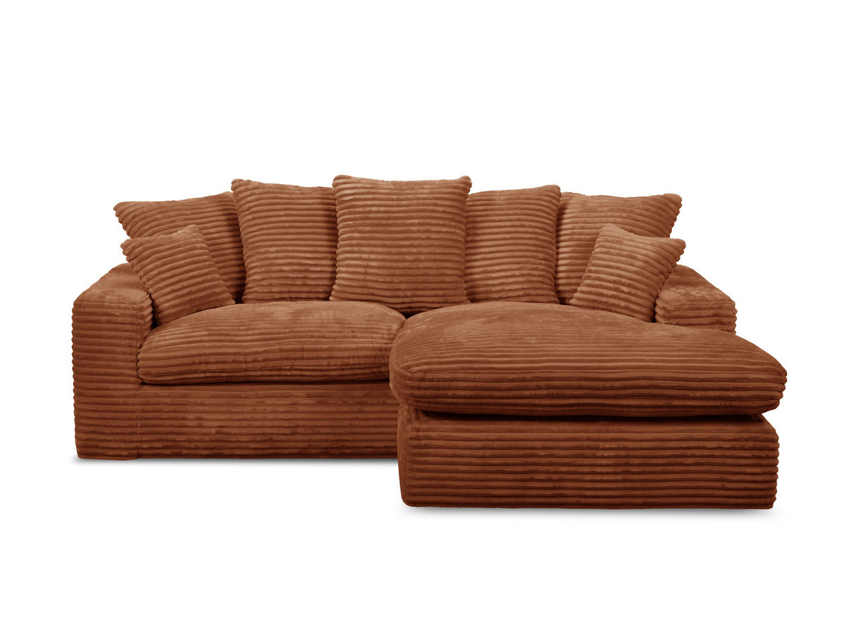 Canapé d'angle réversible compact NEVADA gros côtelé doux orange — vue 3