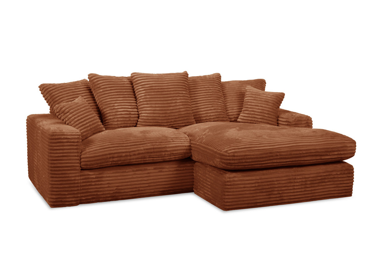 Canapé d'angle réversible compact NEVADA gros côtelé doux orange