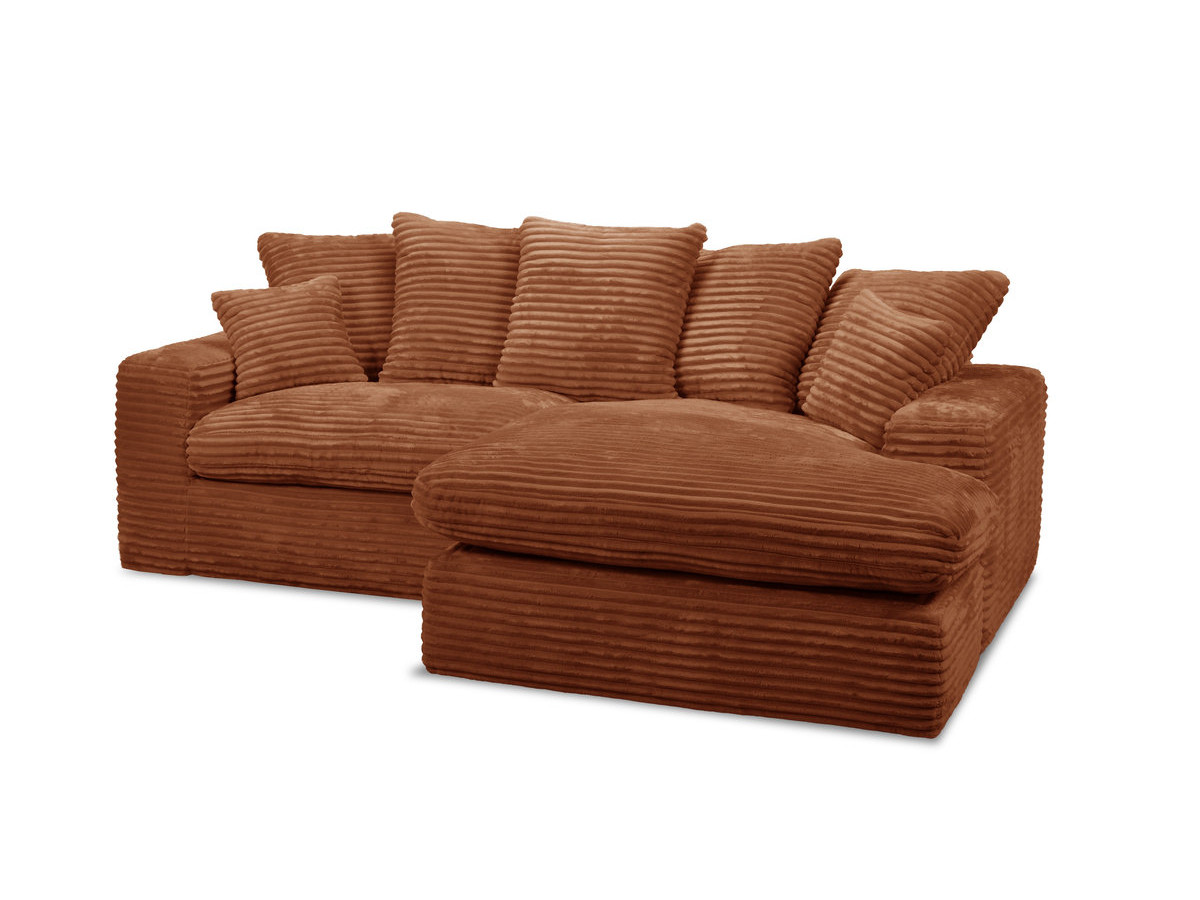 Canapé d'angle réversible compact NEVADA gros côtelé doux orange — vue 4