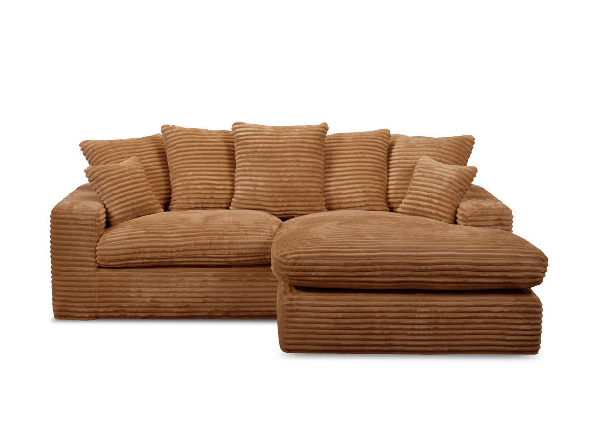 Canapé d'angle réversible compact NEVADA gros côtelé doux ocre — vue 3