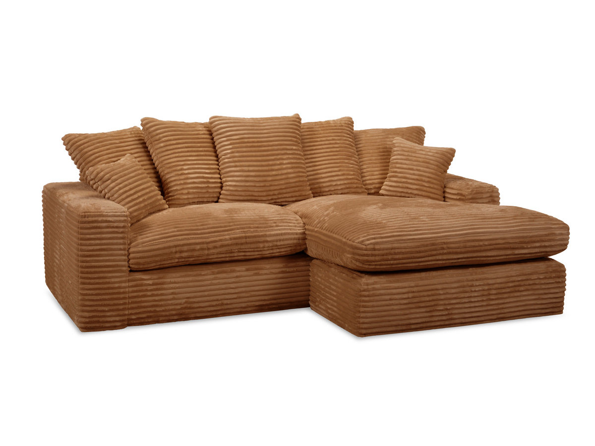 Canapé d'angle réversible compact NEVADA gros côtelé doux ocre