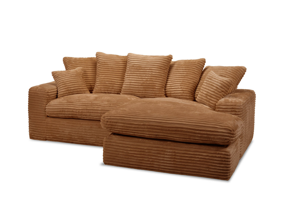 Canapé d'angle réversible compact NEVADA gros côtelé doux ocre — vue 4