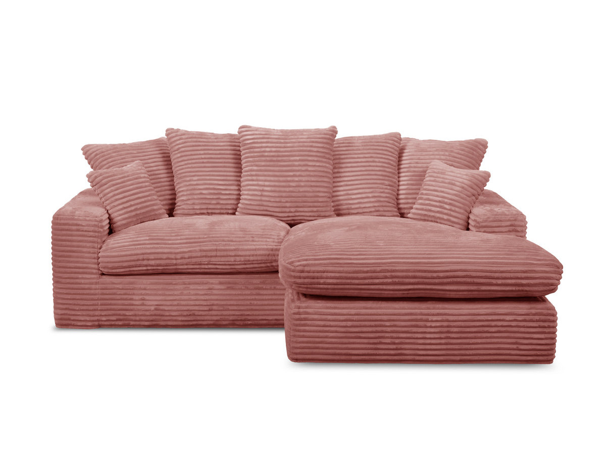 Canapé d'angle réversible compact NEVADA gros côtelé doux rose — vue 3