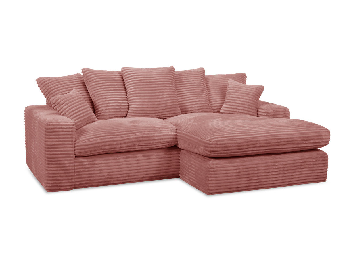 Canapé d'angle réversible compact NEVADA gros côtelé doux rose