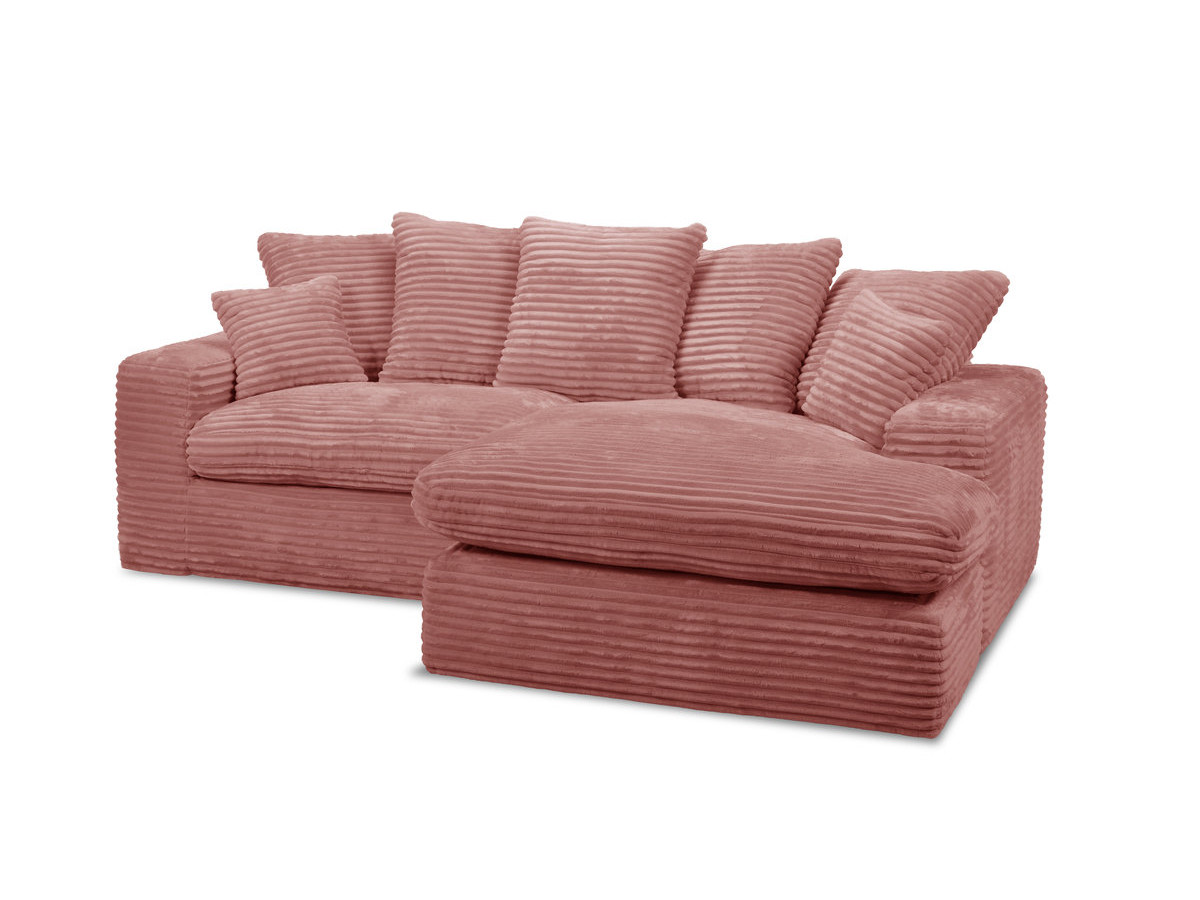 Canapé d'angle réversible compact NEVADA gros côtelé doux rose — vue 4