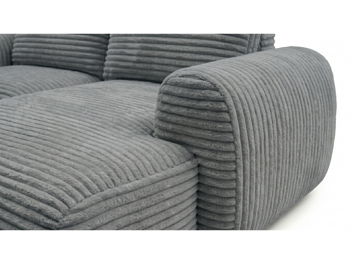 Canapé d'angle compact convertible coffre LUCIEN gros côtelé doux