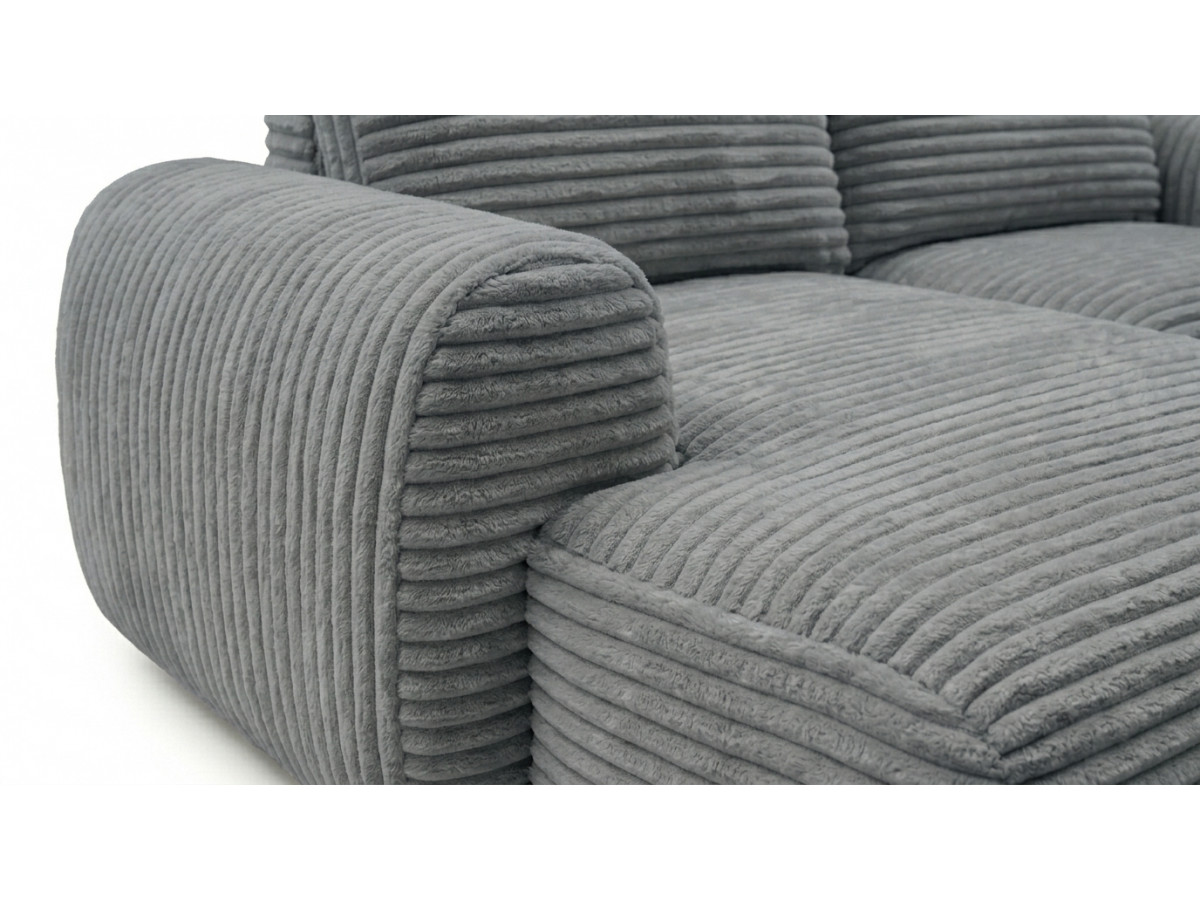 Canapé d'angle compact convertible coffre LUCIEN gros côtelé doux