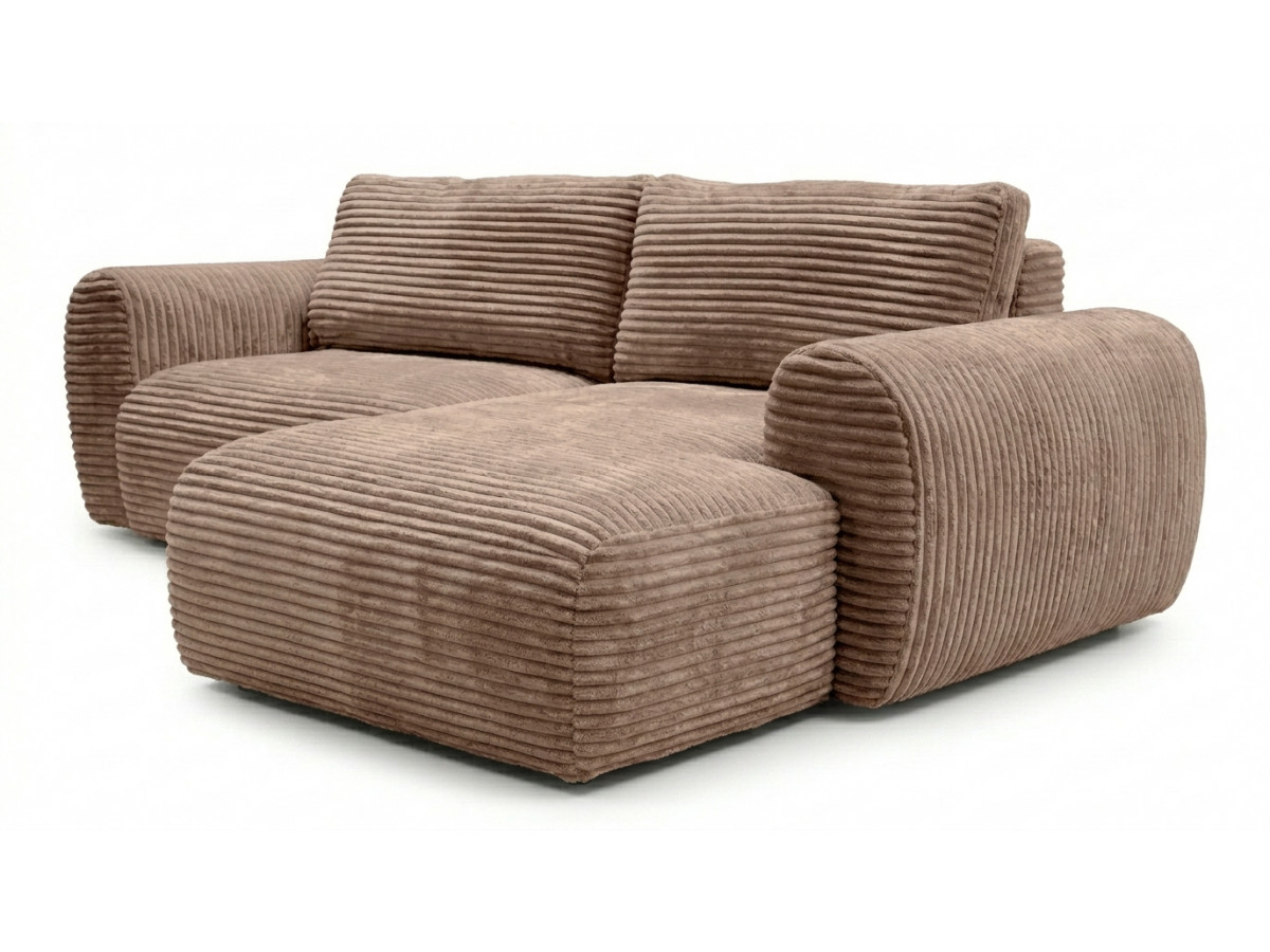 Canapé d'angle compact convertible coffre LUCIEN gros côtelé doux