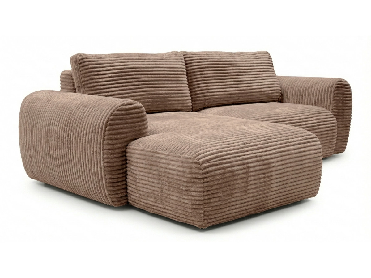 Canapé d'angle compact convertible coffre LUCIEN gros côtelé doux