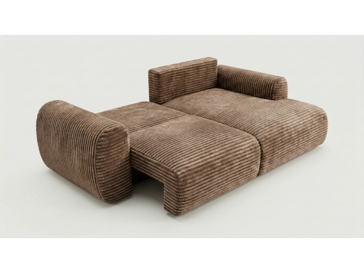 Canapé d'angle compact convertible coffre LUCIEN gros côtelé doux
