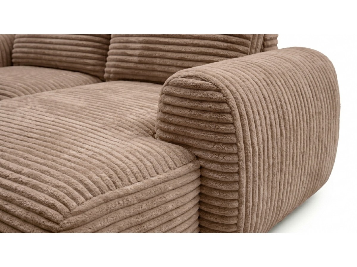 Canapé d'angle compact convertible coffre LUCIEN gros côtelé doux