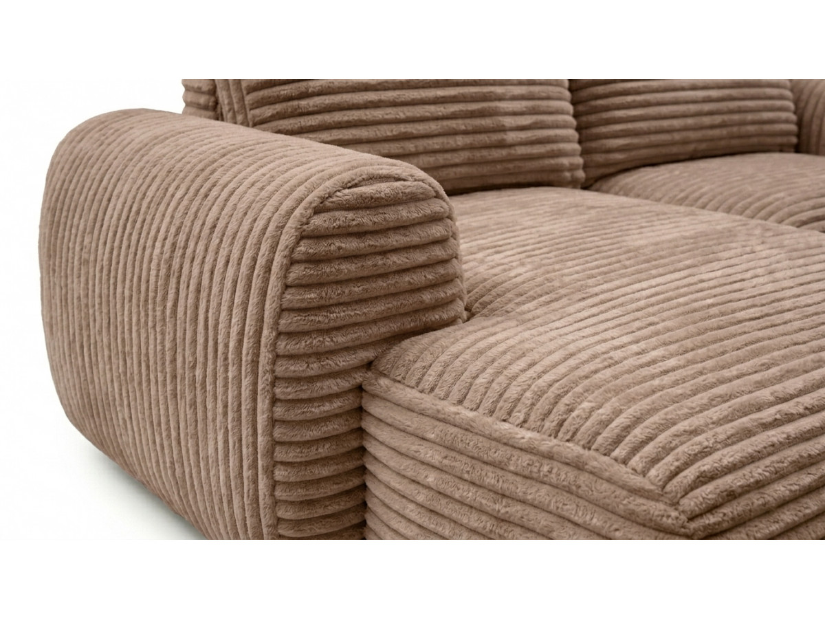 Canapé d'angle compact convertible coffre LUCIEN gros côtelé doux