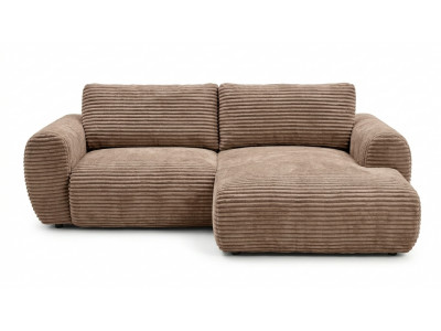 Canapé d'angle compact convertible coffre LUCIEN gros côtelé doux