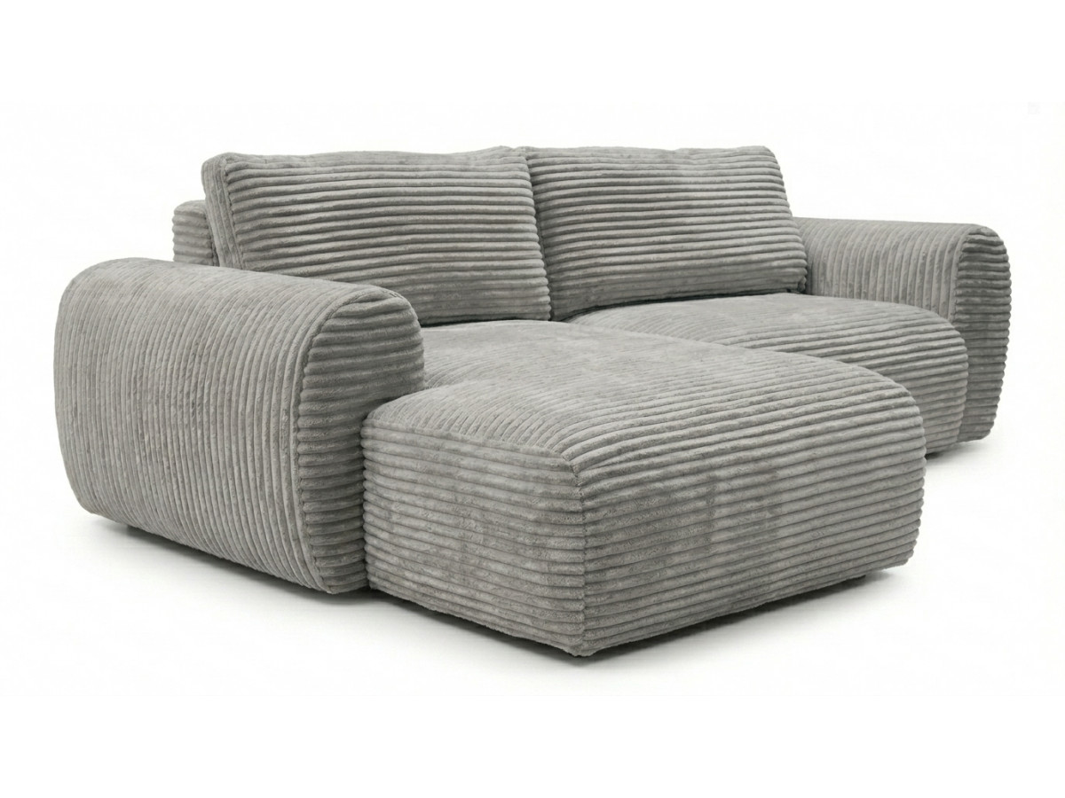 Canapé d'angle compact convertible coffre LUCIEN gros côtelé doux