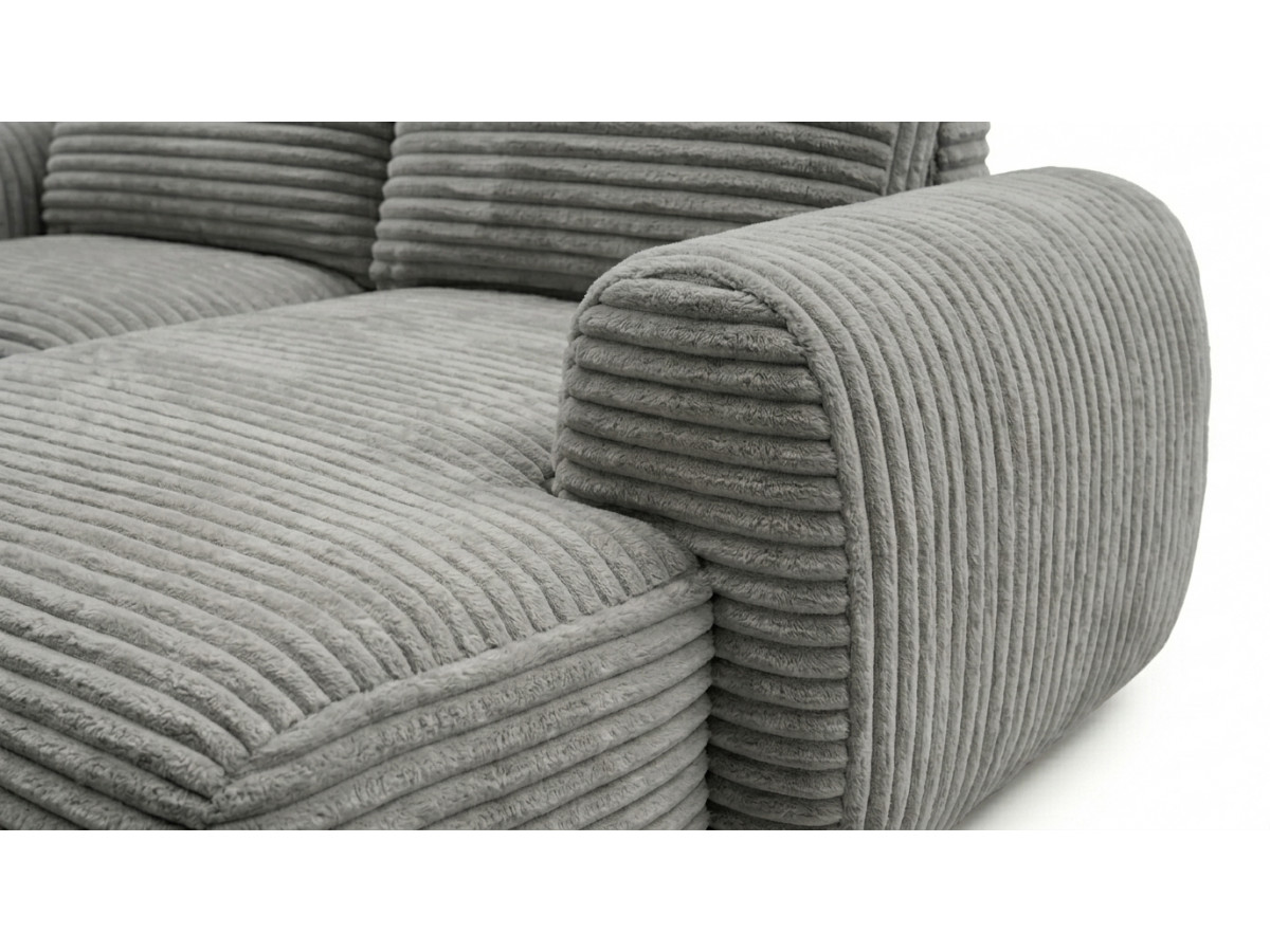 Canapé d'angle compact convertible coffre LUCIEN gros côtelé doux