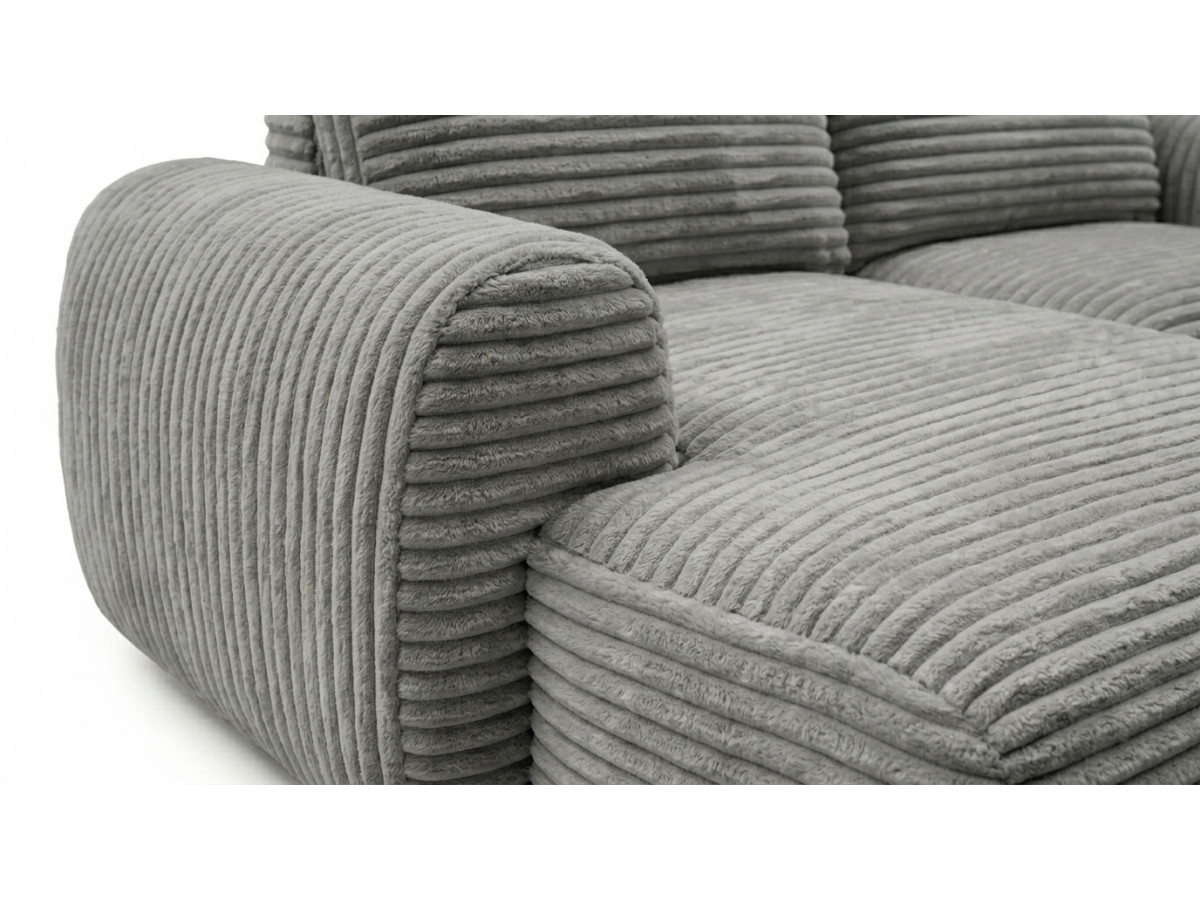 Canapé d'angle compact convertible coffre LUCIEN gros côtelé doux